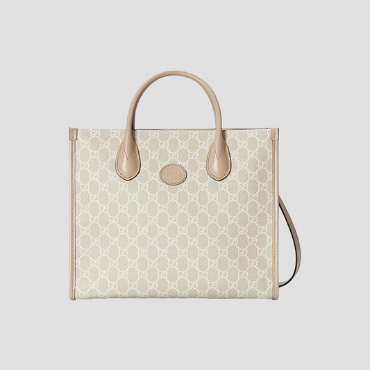Gucci Small Tote Bag With Interlocking G Beige 659983 UULBT 9683