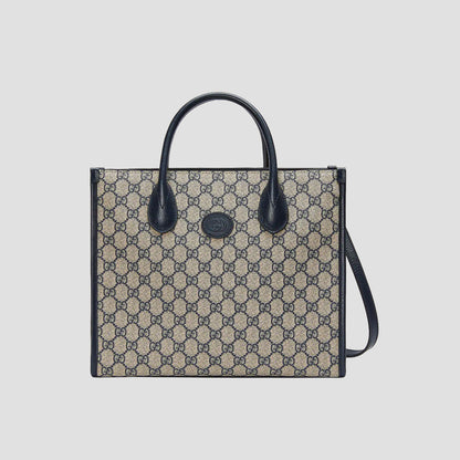 Gucci Small Tote Bag With Interlocking G Navy 659983 K9GSN 4075