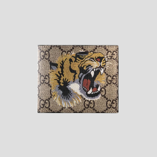 GUCCI TIGER PRINT GG SUPREME WALLET BEIGE 451268 K5Z1N 8666