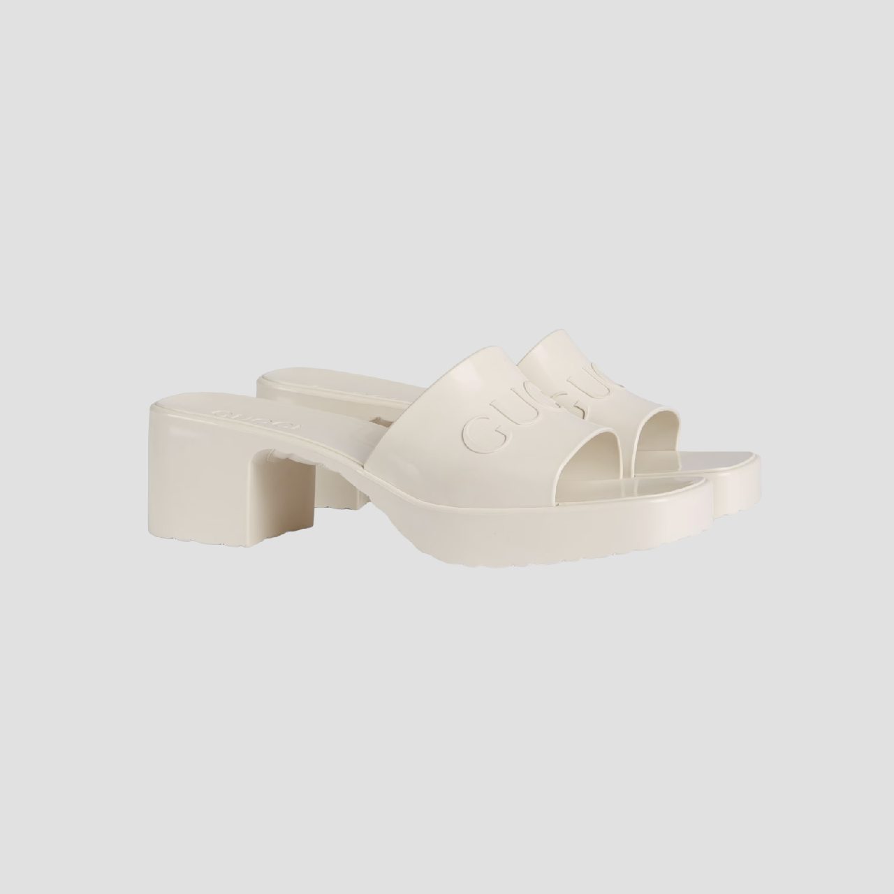 GUCCI WOMEN'S RUBBER SLIDE SANDAL IN WHITE 624730 J8700 9022