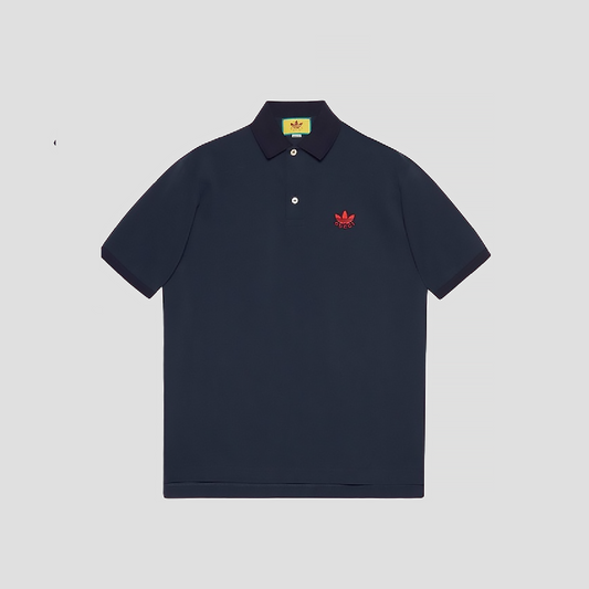 GUCCI X ADIDAS COTTON PIQUE POLO NAVY 700497 XJEL0 4433