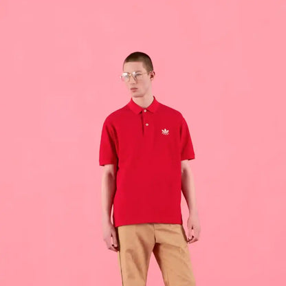 wearing GUCCI X ADIDAS COTTON PIQUE POLO RED 700497 XJEL0 6290