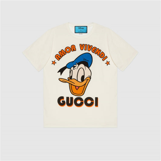 GUCCI X DISNEY DONALD DUCK AMOR VIVENDI IVORY JERSEY T-SHIRT 615044 XJDBJ 9088