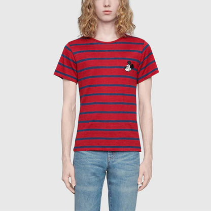 wearing GUCCI X DISNEY STRIPE BLACK RED COTTON T-SHIRT 598971 XJB03 6065