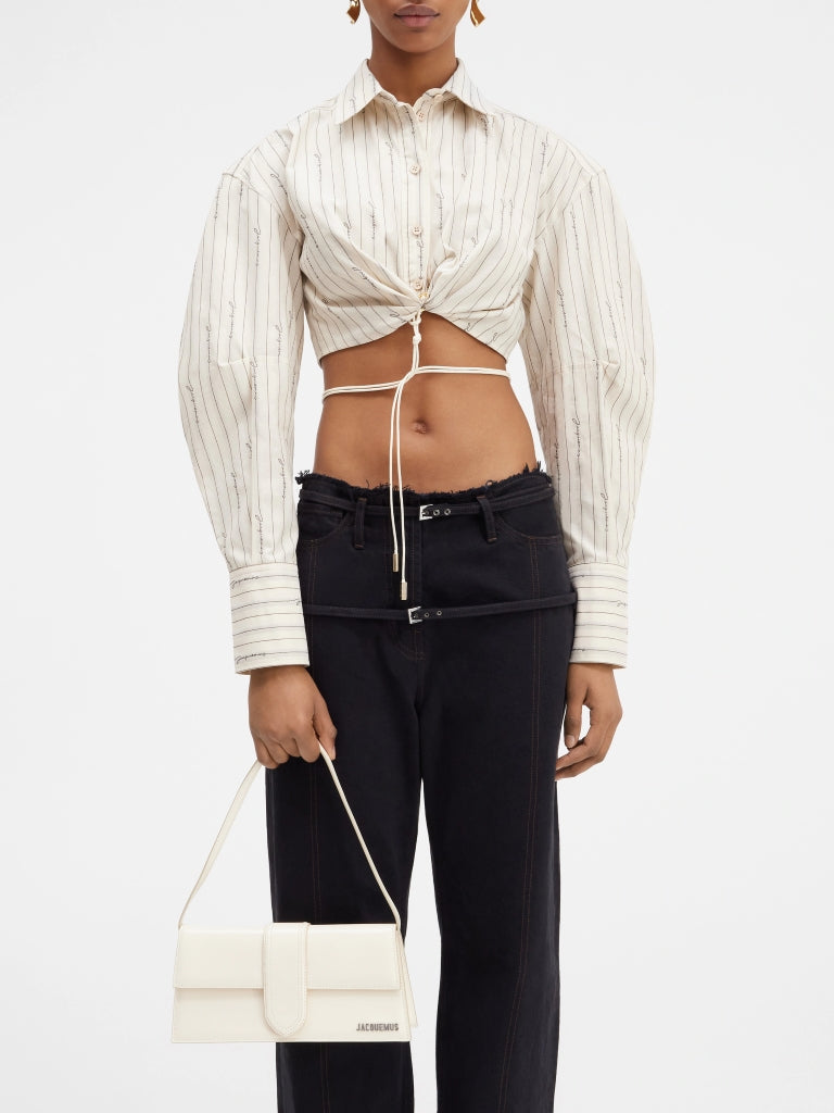 wearing JACQUEMUS LE GRAND BAMBINO LONG OFF-WHITE 221BA013-3128-110