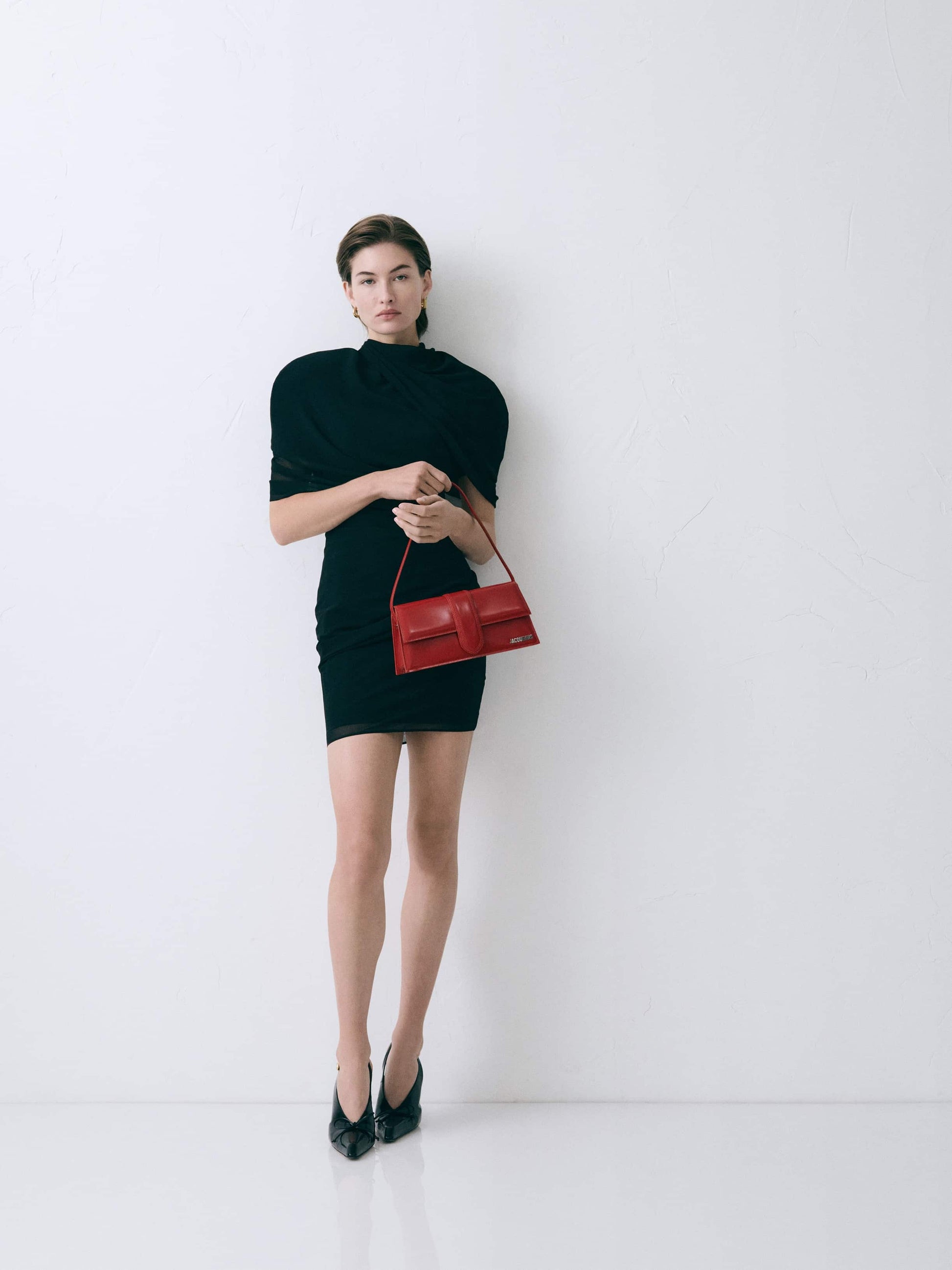 wearing Jacquemus The Long Bambino Red Silver 221BA013-3128-470