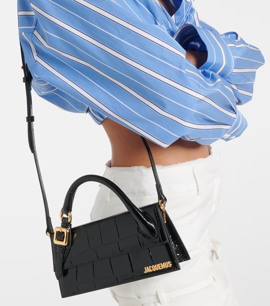 mẫu mang túi Jacquemus The Long Chiquito Boucle Black 233BA326-3164-990
