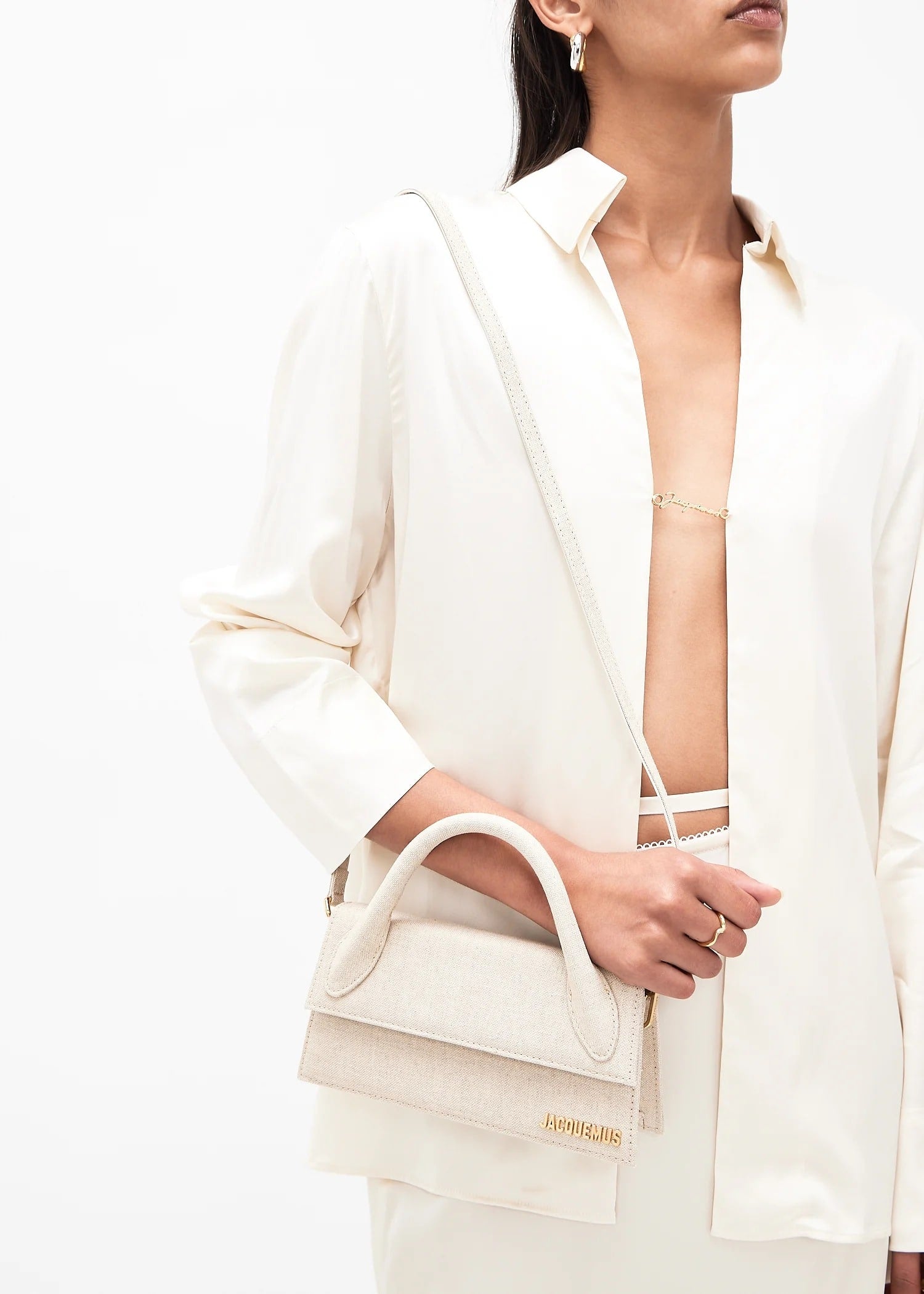 wearing Jacquemus The Long Chiquito Light Greige 213BA004-3071-140