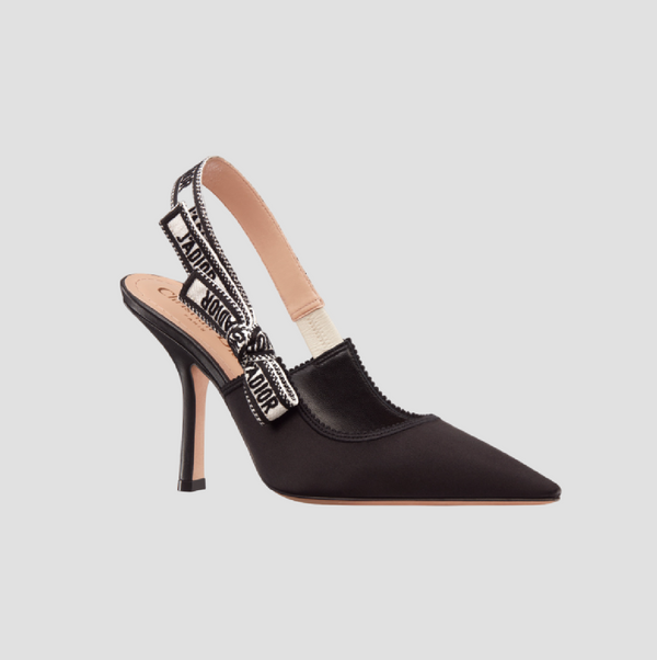 J'ADIOR SLINGBACK PUMP BLACK EMBROIDERED SATIN AND COTTON KCP920SEM_S900
