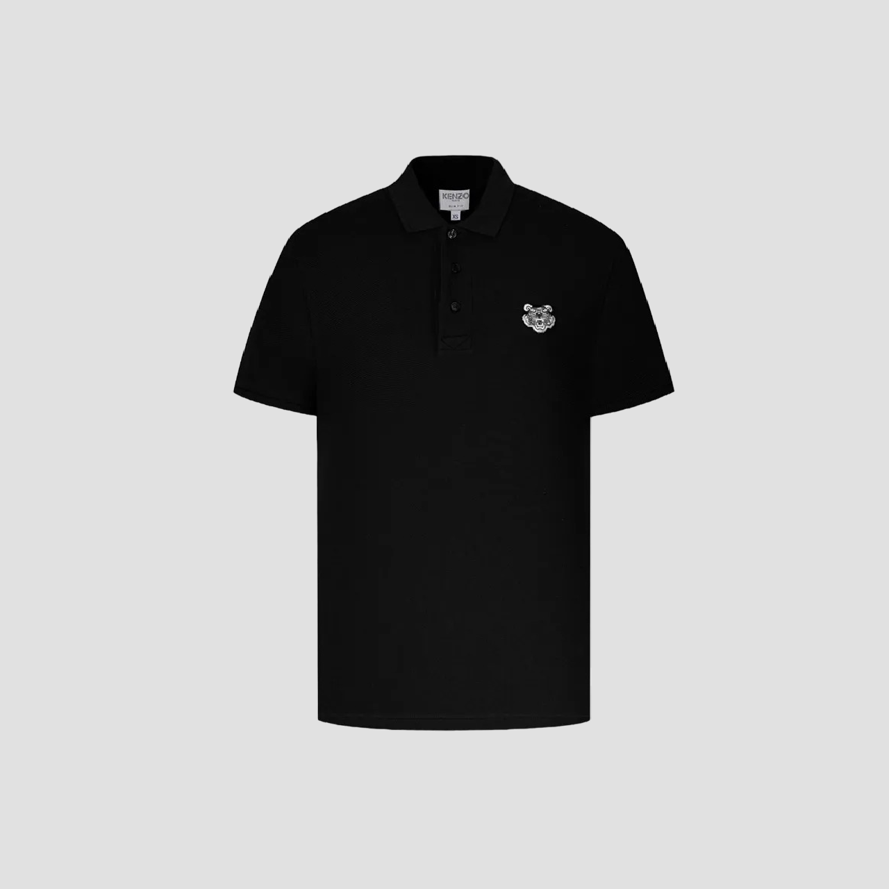 KENZO TIGER EMBOSSED POLO BLACK WHITE PF755PO0014BA.99