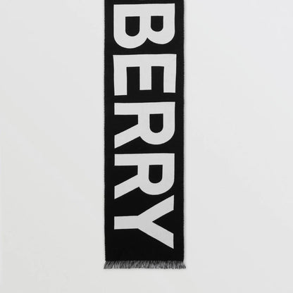 KHĂN BURBERRY LOGO WOOL JACQUARD SCARF IN BLACK BLANK ROOM STORE