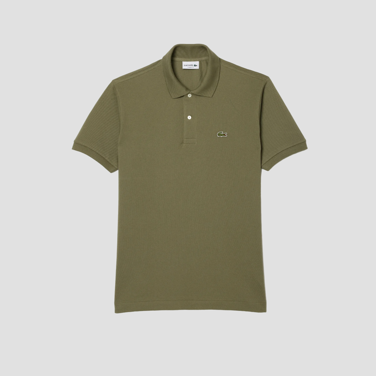 LACOSTE CLASSIC FIT L.12.12 ORIGINAL PIQUÉ POLO SHIRT KHAKI GREEN BMY