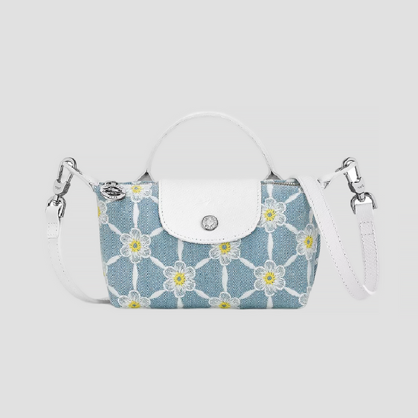 LE PLIAGE MARGUERITES DAISY DENIM MINI POUCH CROSSBODY 34205HEW028