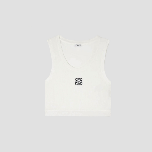 Loewe Cropped Anagram Tank Top in White Cotton S359Y23X85 2100