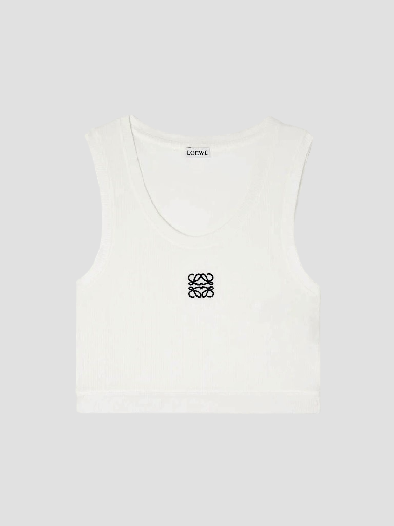 LOEWE CROPPED ANAGRAM WHITE TANK TOP IN COTTON S359Y23X85 2100