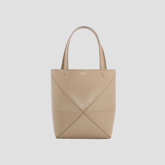 Loewe Mini Puzzle Fold Tote in Shiny Calfskin – Sand A657V25X01-2150