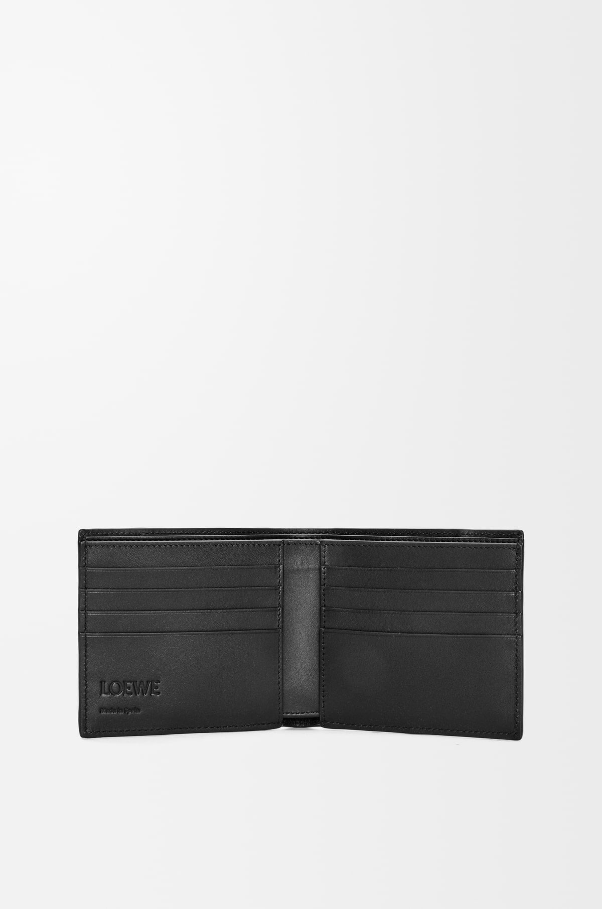 inside Loewe Puzzle Bifold Wallet in Black Classic Calfskin C510302X16-1100