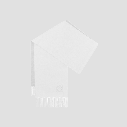 Loewe Scarf in Wool and Cashmere White/Light Grey F811251X06-2013