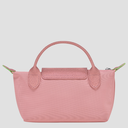 mặt sau túi LONGCHAMP LE PLIAGE GREEN POUCH WITH HANDLE PETAL PINK RECYCLED CANVAS 34175919P72