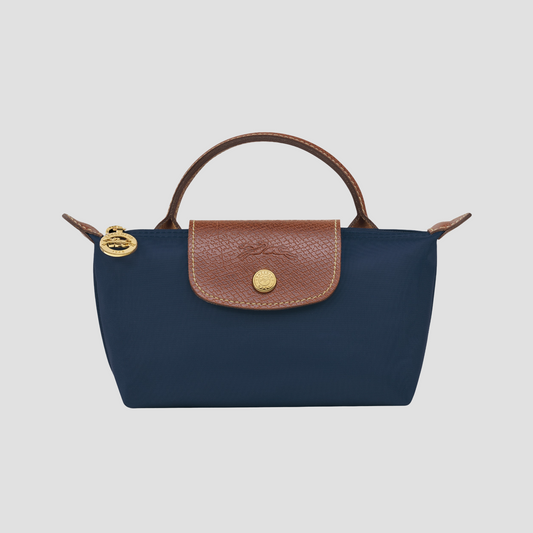 LONGCHAMP LE PLIAGE ORIGINAL POUCH WITH HANDLE NAVY RECYCLED CANVAS 34175089P68