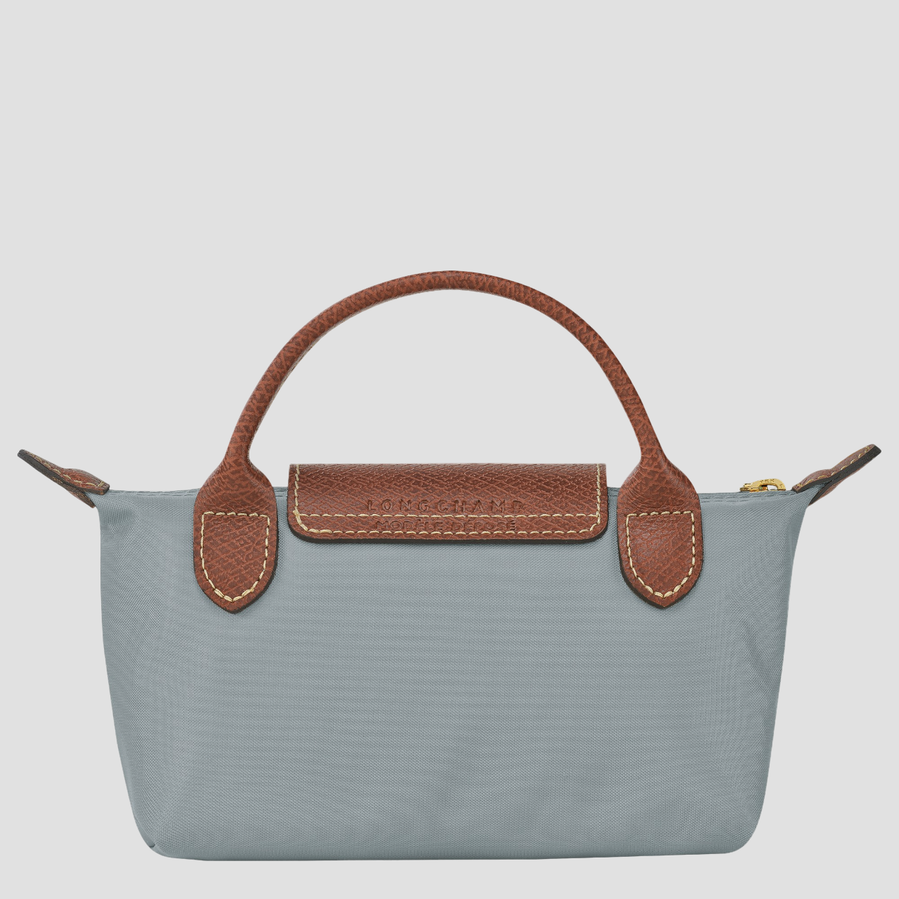 mặt sau túi LONGCHAMP LE PLIAGE ORIGINAL POUCH WITH HANDLE STEEL RECYCLED CANVAS 34175089P80