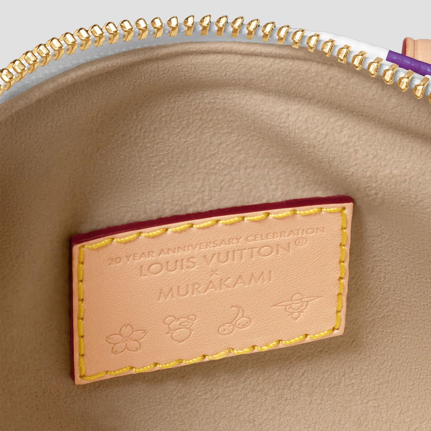 mặt bên trong túi Louis Vuitton x Takashi Murakami Nano Speedy Multicolor Blanc M13391