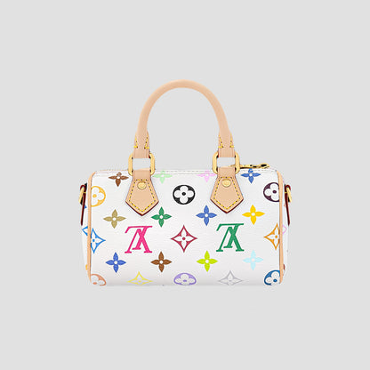 mặt đằng sau lưng túi Louis Vuitton x Takashi Murakami Nano Speedy Multicolor Blanc M13391