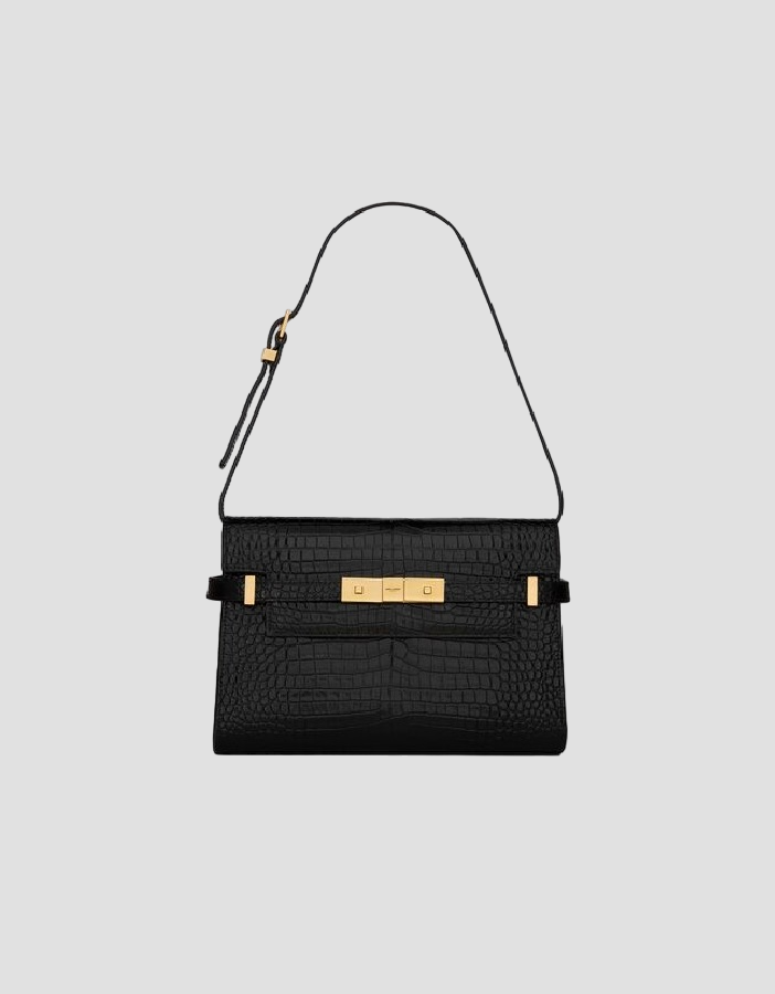MANHATTAN SMALL IN SHINY CROCODILE-EMBOSSED LEATHER