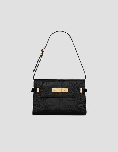 MANHATTAN SMALL IN SHINY CROCODILE-EMBOSSED LEATHER