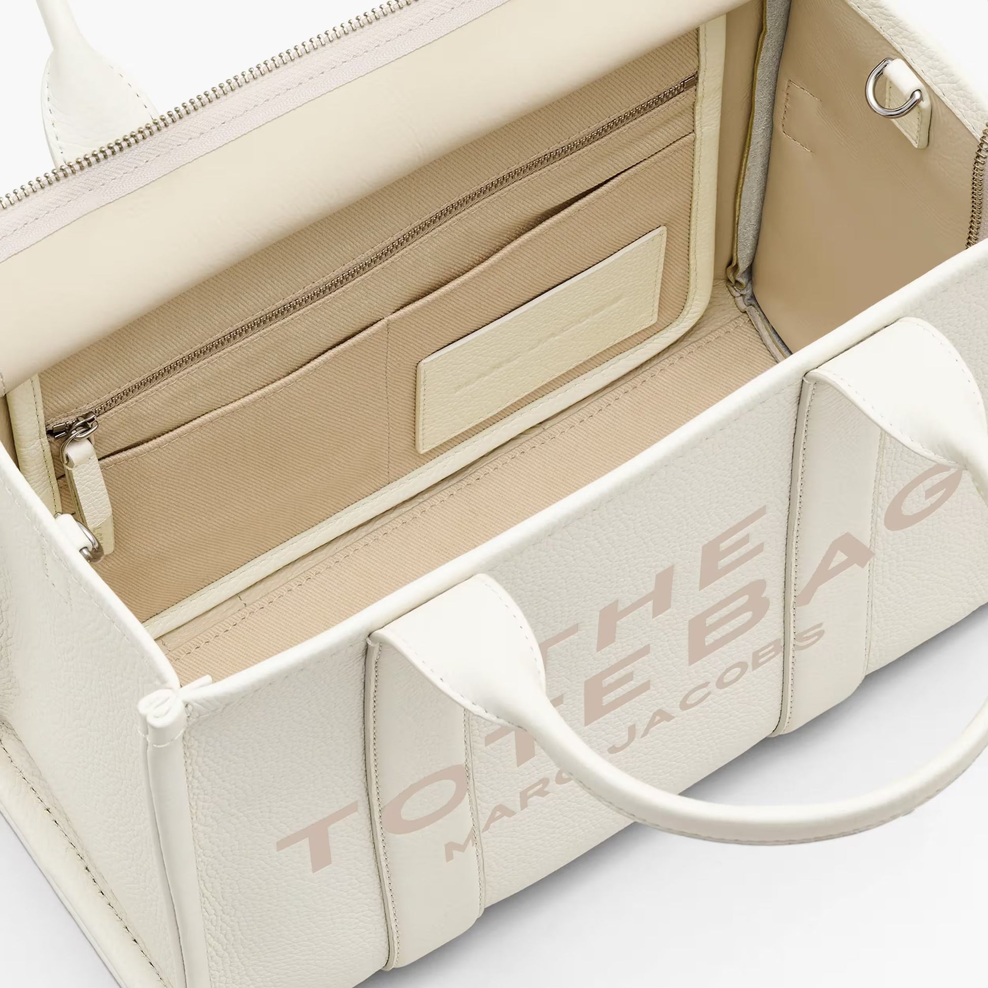 Open Marc Jacobs The Leather Medium Tote Bag Cotton Silver H004L01PF21 140