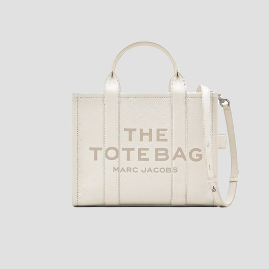 Marc Jacobs The Leather Medium Tote Bag Cotton Silver H004L01PF21 140