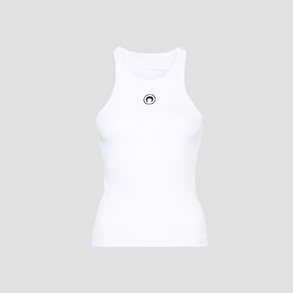 MARINE SERRE MOON RIBBED-KNIT TANK TOP WHITE