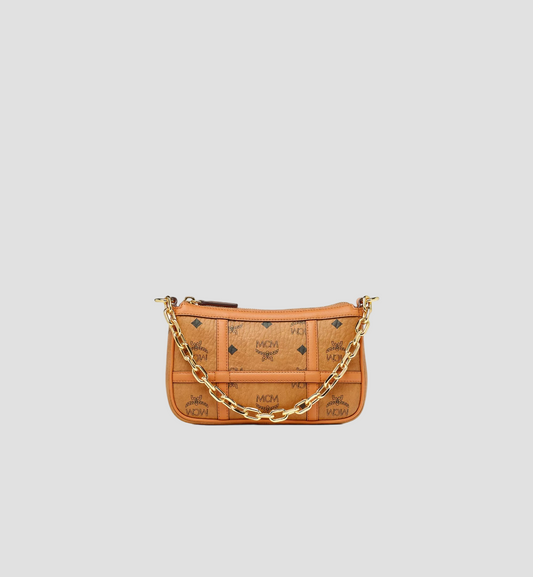 MCM AREN SHOULDER BAG IN COGNAG VISETOS