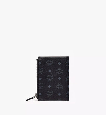 mặt sau MCM BIFOLD ZIP CARD WALLET IN BLACK VISETOS ORIGINAL MXSBSVI01BK001