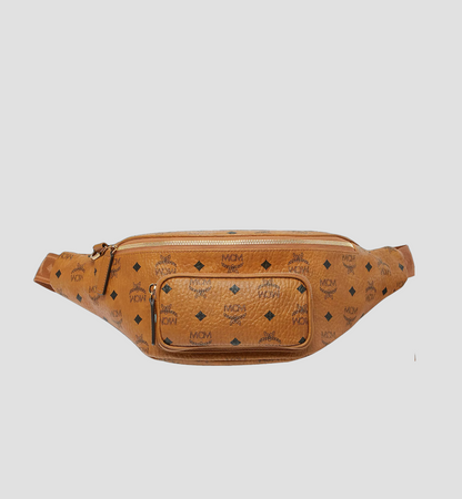 MCM FURSTEN MEDIUM BELT BAG IN COGNAC VISETOS