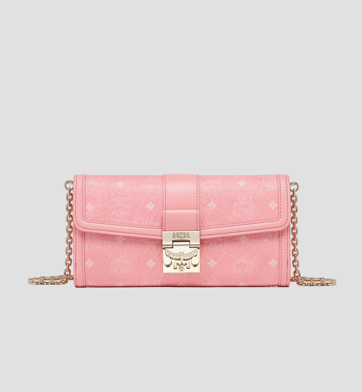 MCM LARGE TRACY CHAIN WALLET IN BLOSSOM PINK VISETOS MYLDSXT01QZ001