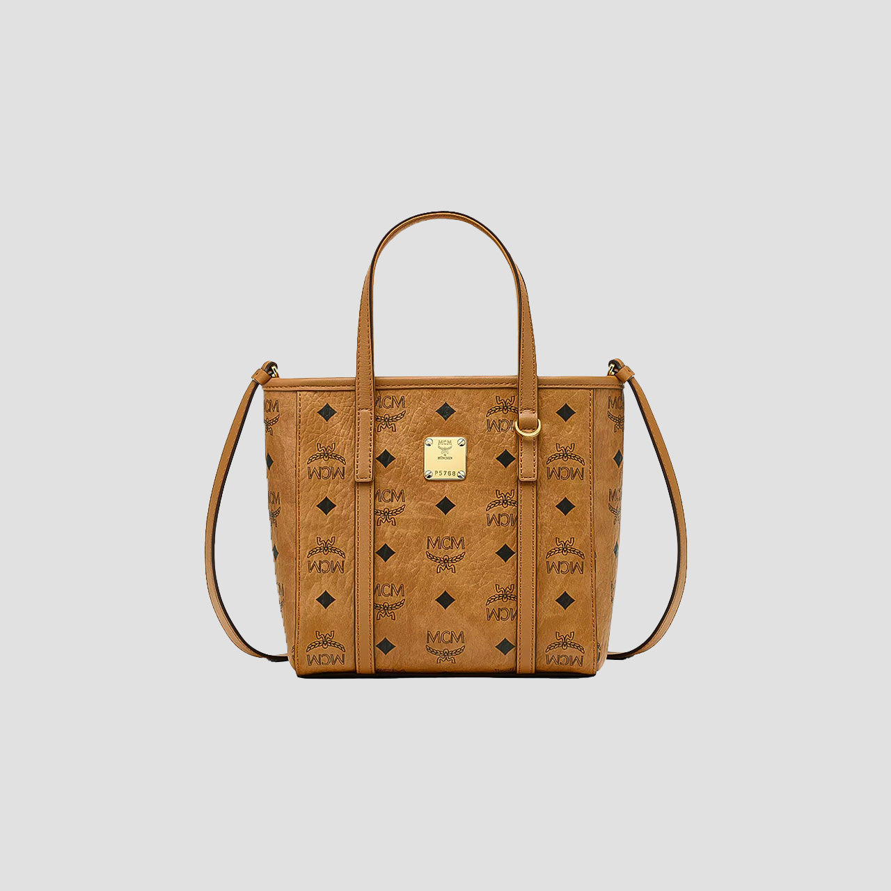 MCM Mini Toni Top-Zip Shopper in Visetos Cognac MWPAATN04CO001