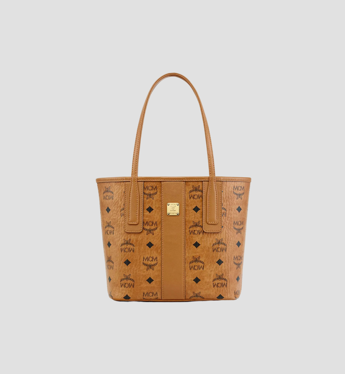 MCM REVERSIBLE LIZ MINI SHOPPER IN COGNAC VISETOS