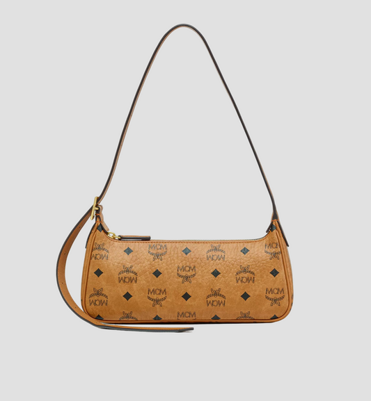 MCM SMALL AREN SHOULDER BAG IN COGNAC VISETOS MWSESTA02CO001