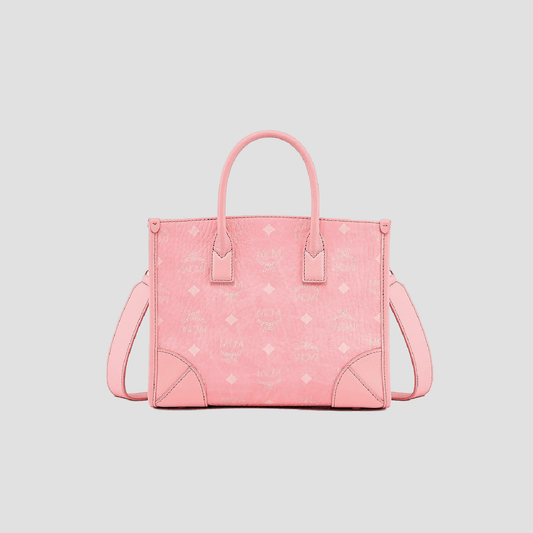 MCM Small München Tote in Blossom Pink Visetos MWTCABO07QZ001