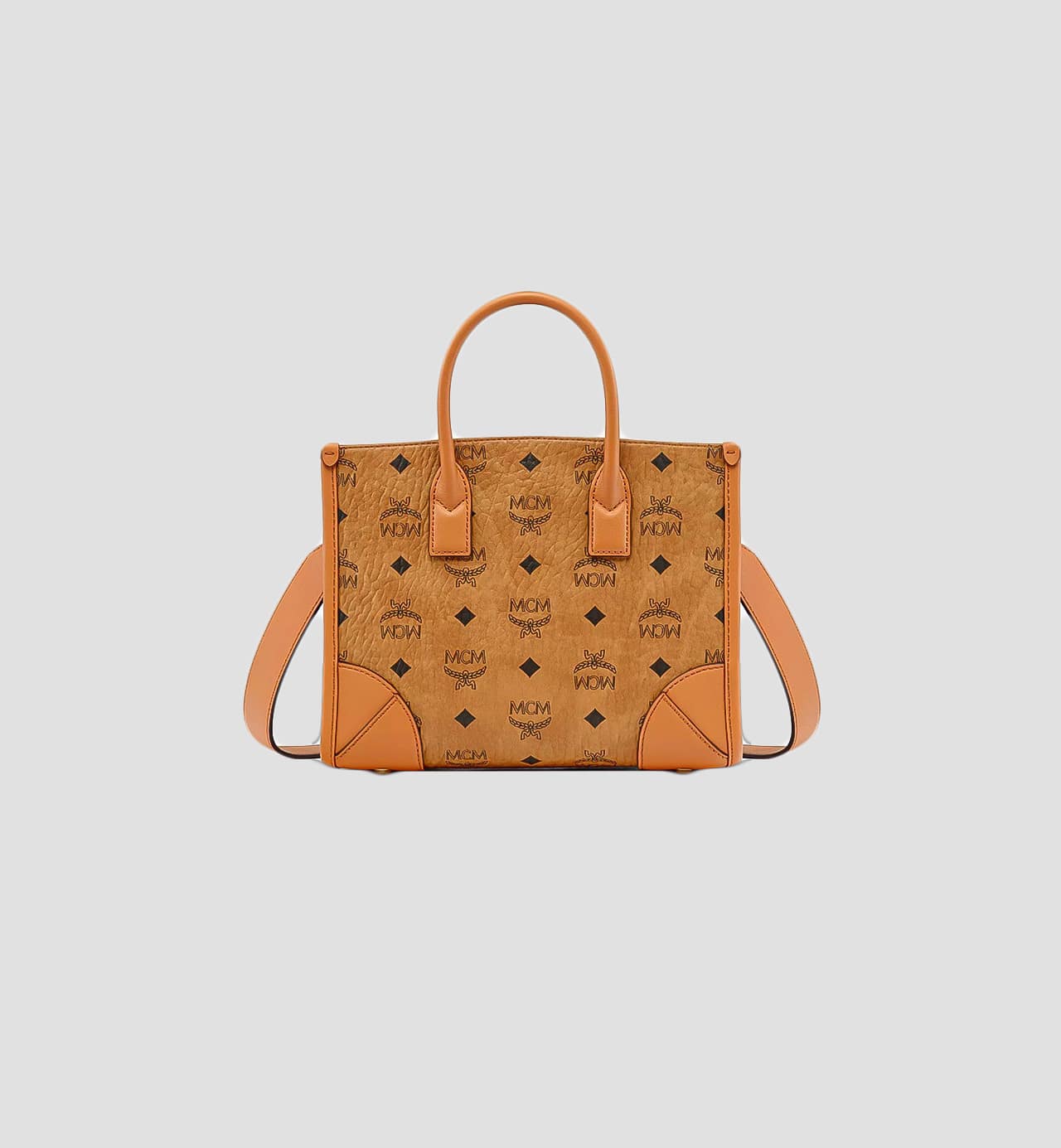 MCM Small München Tote in Visetos Cognac MWTDSBO06CO001