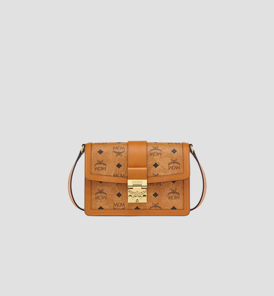 MCM TRACY SMALL SHOULDER BAG IN COGNAC VISETOS