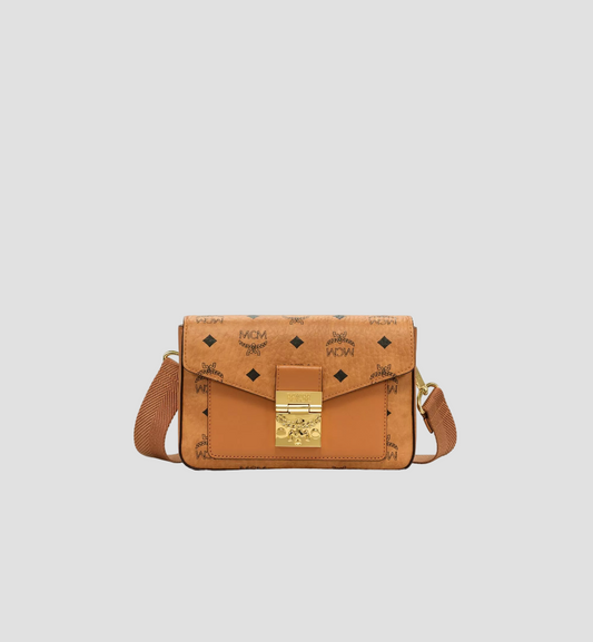 MCM VIKTOR SMALL CROSSBODY IN COGNAC VISETOS