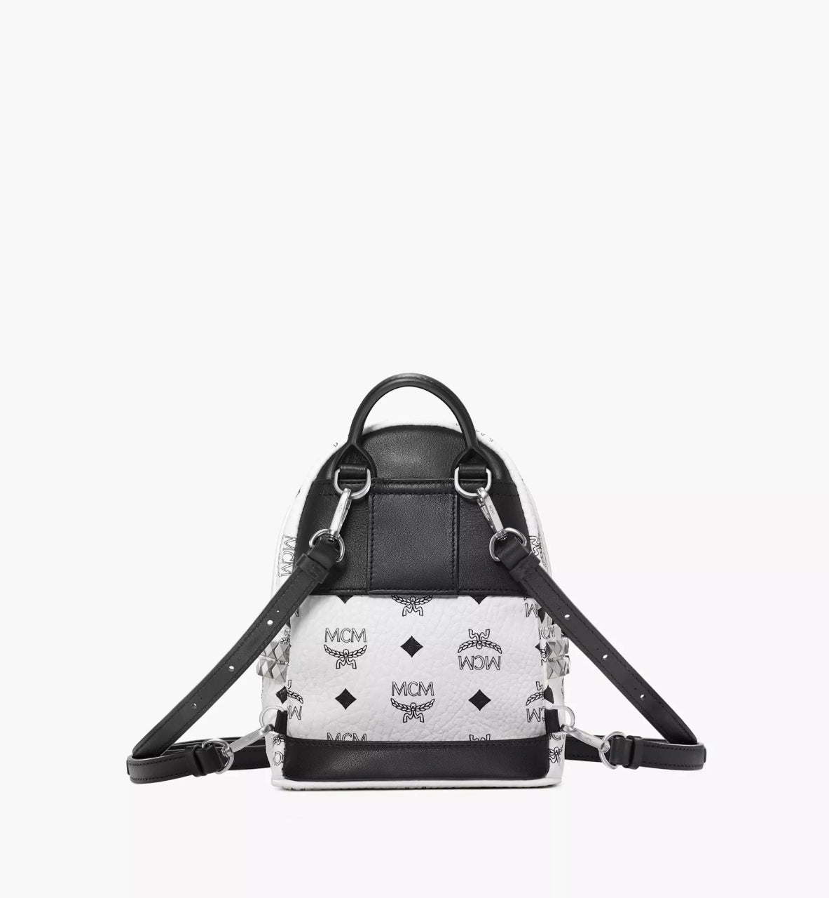 mặt sau MCM X-MINI STARK BEBE BOO SIDE STUDS BACKPACK IN WHITE VISETOS MMK6SVE92WT001