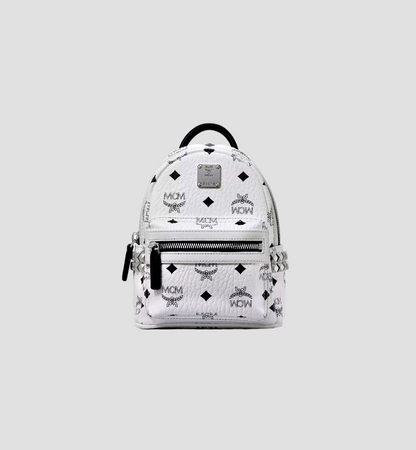 MCM X-MINI STARK BEBE BOO SIDE STUDS BACKPACK IN WHITE VISETOS