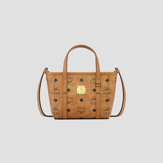 MCM X-Mini Toni Top-Zip Shopper in Visetos Cognac MWPFSMT03CO001