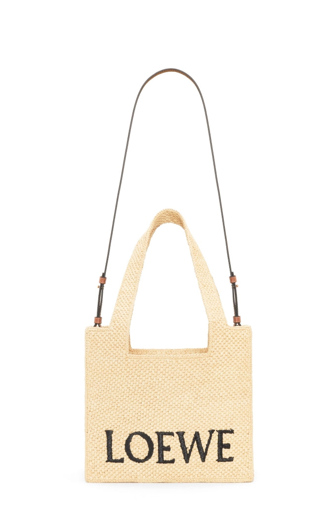  túi kèm dây MEDIUM LOEWE FRONT TOTE IN NATURAL RAFFIA A685B61X05 Authentic 