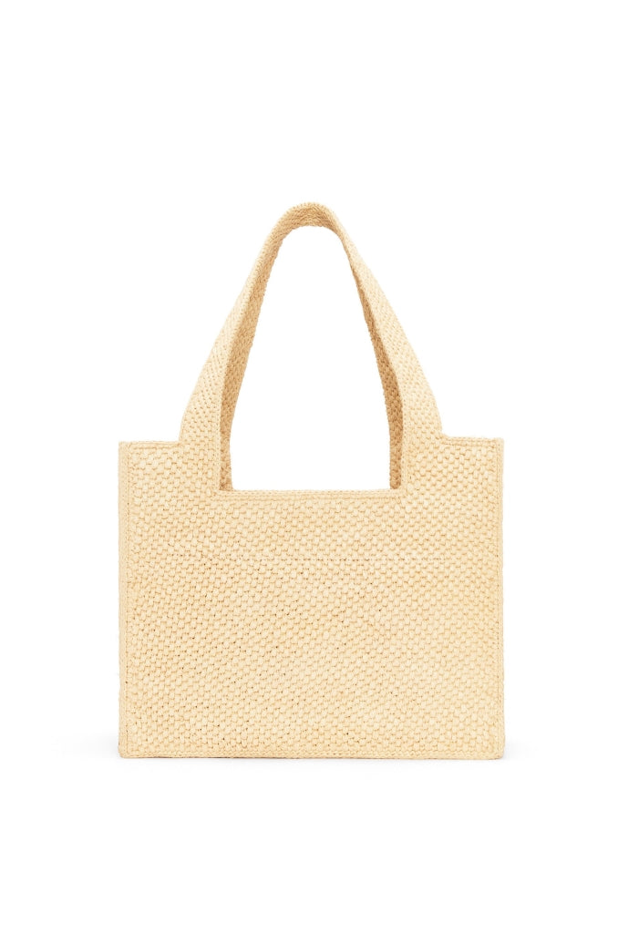 mặt sau túi MEDIUM LOEWE FRONT TOTE IN NATURAL RAFFIA A685B61X05 Authentic tại BlankRoom Việt Nam