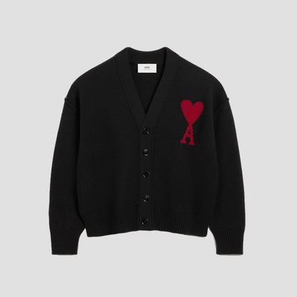 Merino Wool Ami De Coeur Cardigan Black/Red BFUKC006.018.009