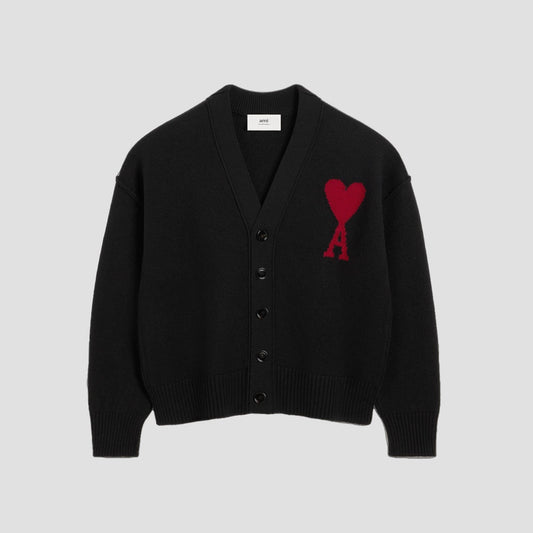 Merino Wool Ami De Coeur Cardigan Black/Red BFUKC006.018.009